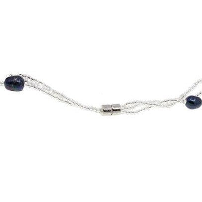Magneetslotje van zoetwater parelketting met blauw zwarte parels | Twine Pearl Black