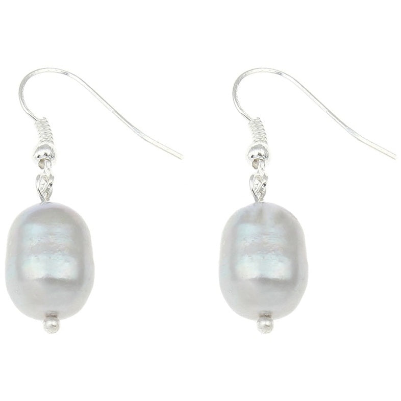 Zoetwater parel oorbellen met licht grijze parel en sterling zilver (925) | Light Grey Rice Pearl