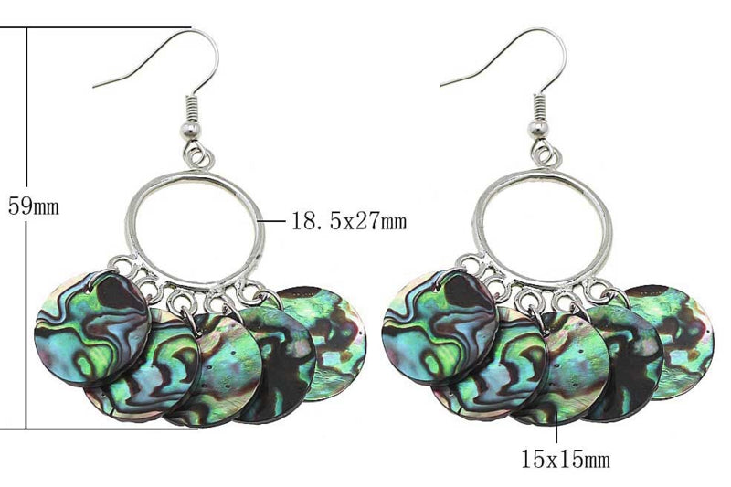 Parelmoeren oorbellen met abaloon en sterling zilver 925 met maatindicatie | Abalone O