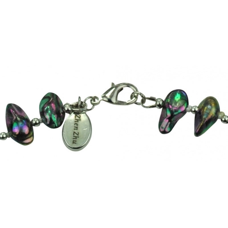 Slotje van zoetwater parelketting met zwart groene parels en sterling zilver (925) | Blister AB Blue