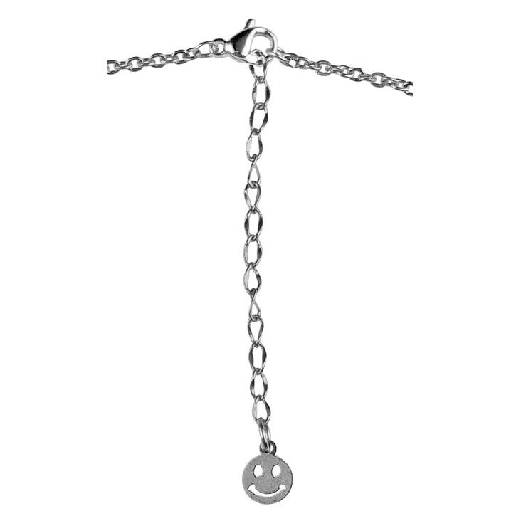 Slotje van zwarte edelstenen ketting met zilver edelstaal en hematiet stenen die het woord HAPPY in morse code weer geeft | Morse Code Happy Black Hematite Silver