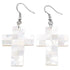 Wit parelmoeren oorbellen in kruis en sterling zilver 925 | White Mosaic Cross