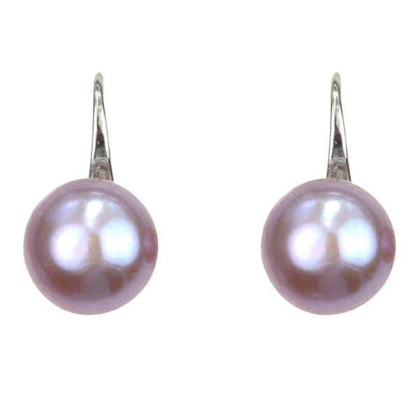 Roze zoetwater parel oorbellen met echte parels, vooraanzicht | Leis Rose