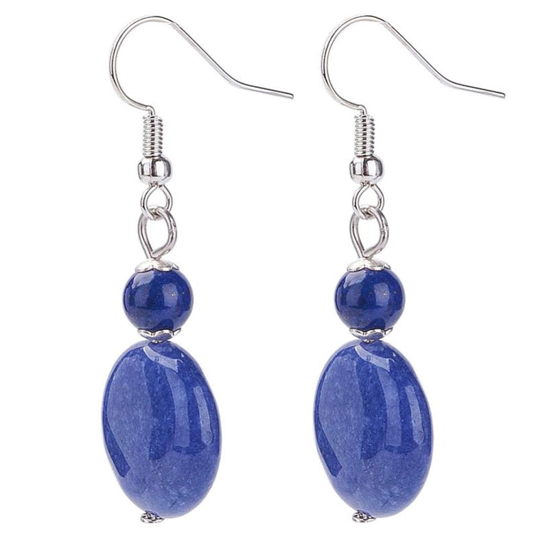 Blauwe edelstenen oorbellen met lapis lazuli met sterling zilver (925) zijaanzicht | Lapis Lazuli Coin