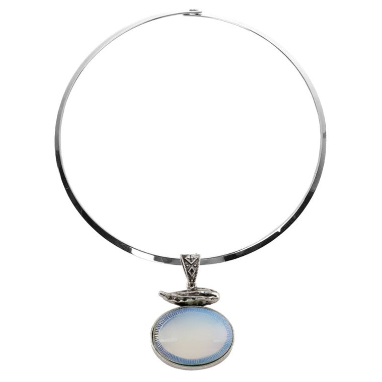 Blauwe edelstenen ketting met zee opaal | Sea Opal Choker