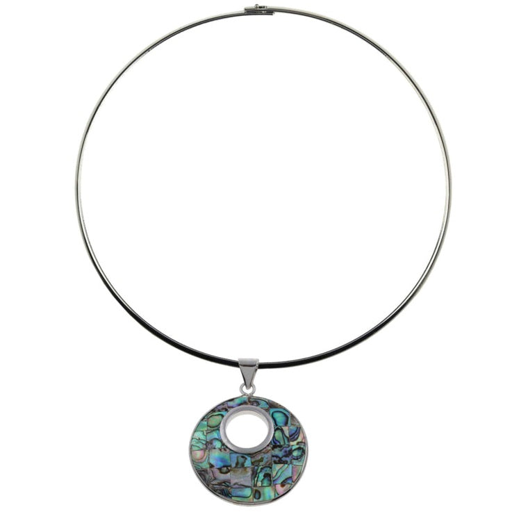 Parelmoeren choker ketting met abaloon hanger | Abalone Donut Mosaic