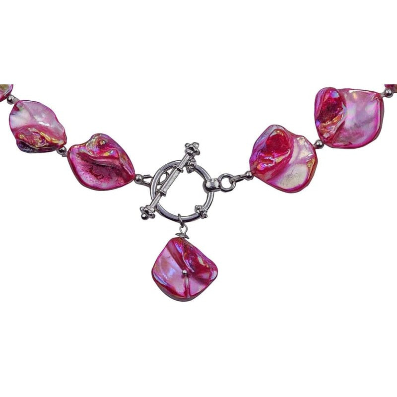 Slotje van pink gekleurde parelmoeren schelpen ketting | set Shell AB Pink