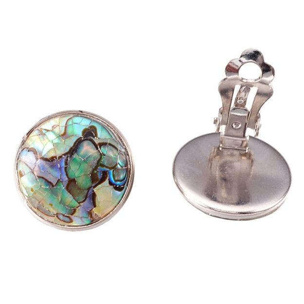 Parelmoeren clips oorbellen met abaloon | Abalone Clips Round