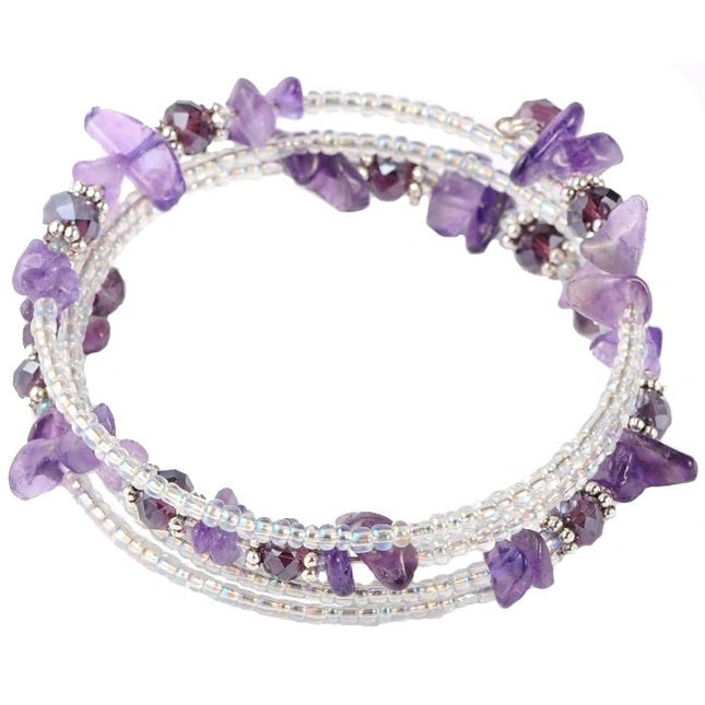 Paars edelstenen wikkel armband met amethist | Wrap Amethyst
