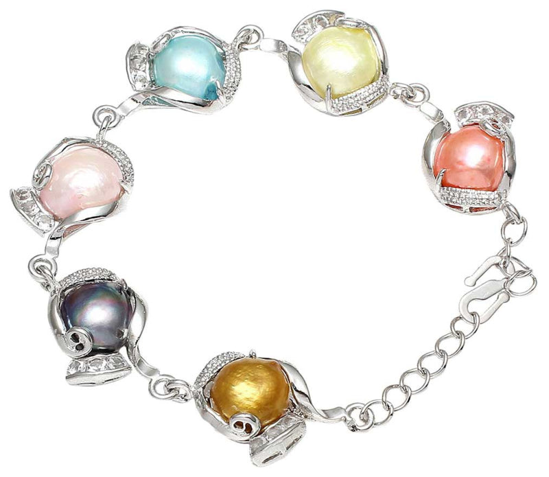 Zoetwater parel armband met pastel kleurige parels, bovenaanzicht | Evita Color Two
