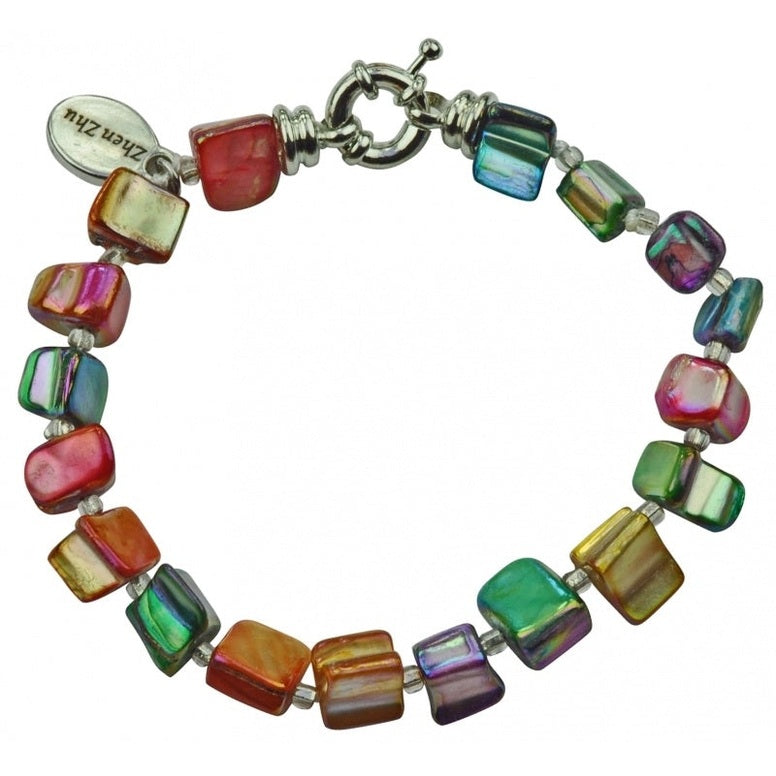 Bont gekleurde parelmoeren schelpen armband | Shell Chip AB Color