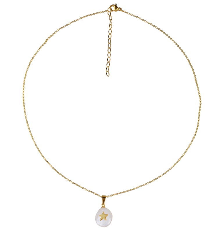 Zoetwater parelketting Coin Pearl Golden Star