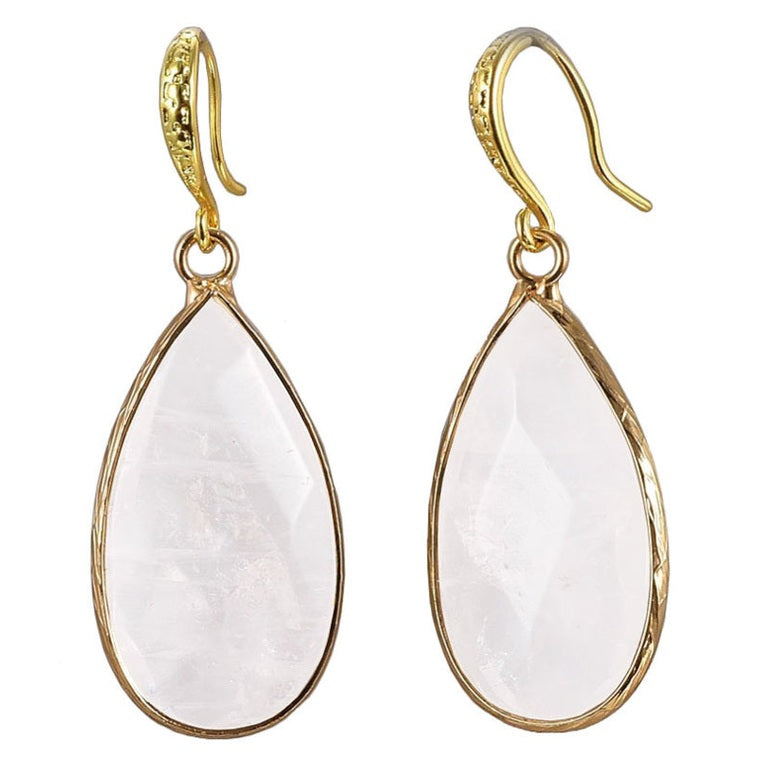 Edelstenen oorbellen met bergkristal en goud | Cali
