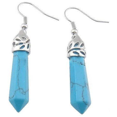 Blauw edelstenen oorbellen met turkoois en sterling zilver (925) | Turquoise Stick