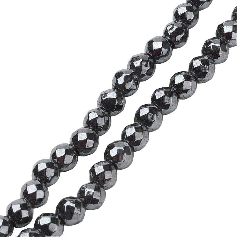 Ander detail van lange edelstenen ketting met hematiet en stras steentjes | Bright Hematite White Turquoise