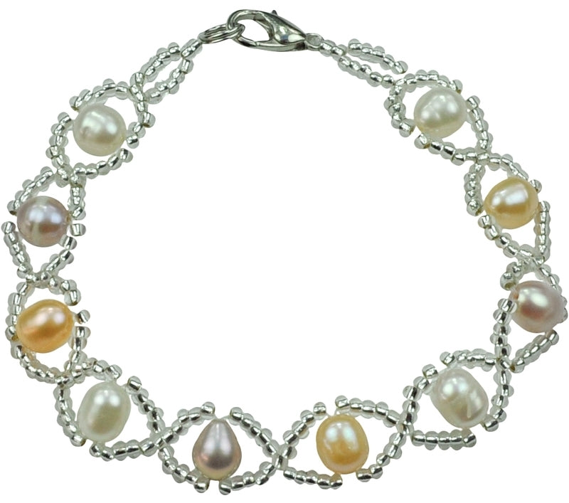Zoetwater parel armband in lichte pastel tinten, bovenaanzicht | Pearl 8 Soft Colors