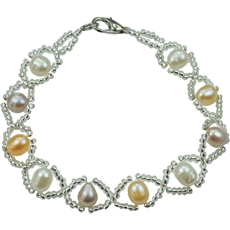Zoetwater parel armband in lichte pastel tinten, bovenaanzicht | Pearl 8 Soft Colors