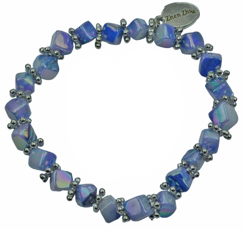 Parelmoeren set van armband en oorbel Shell Cube AB Blue