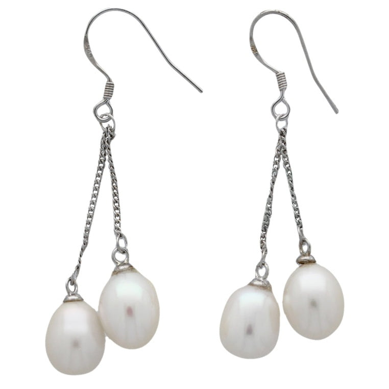 Witte zoetwater parel oorbellen met sterling zilver (925) | Cleo