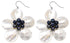 Zoetwater parel oorbellen met blauwe parels en wit parelmoer in bloem vorm met zilver edelstaal | White Shell Flower Blue Pearl
