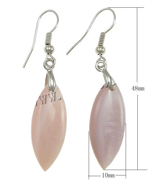 Roze parelmoeren oorbellen met sterling zilver (925), maat aanduiding | Pink Shell