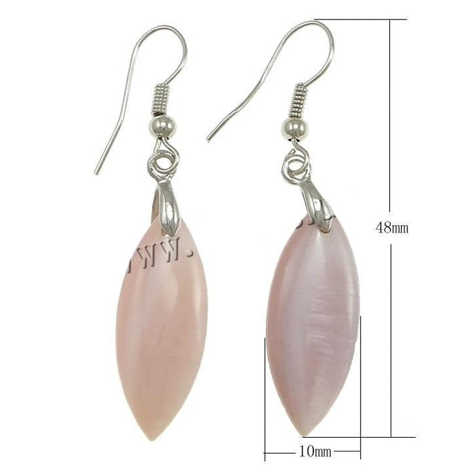 Roze parelmoeren oorbellen met sterling zilver (925), maat aanduiding | Pink Shell