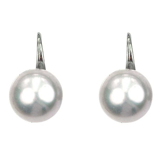 Grijze parel oorbellen , vooraanzicht | Leis Grey