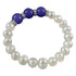 Wit zoetwater parel armband met blauwe jade en stras steentjes, elastisch | Pearl Blue Jade