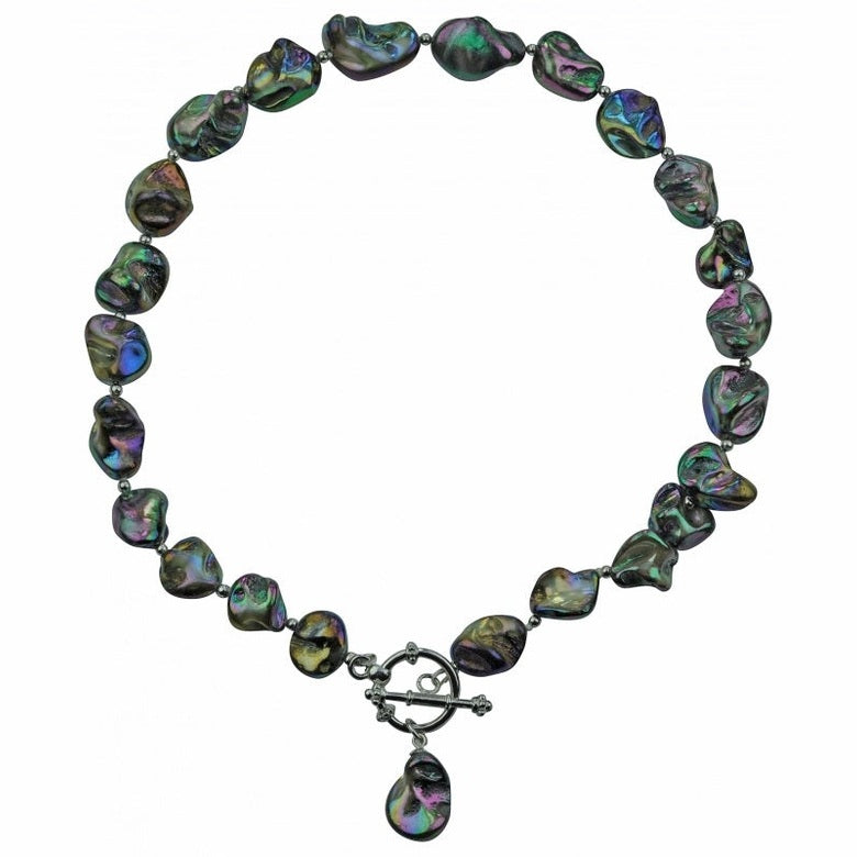 Donker blauw gekleurde parelmoeren schelpen ketting | Shell AB Blue