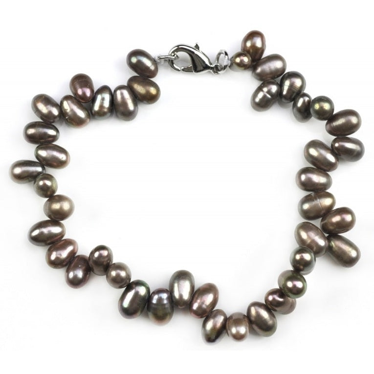 Zoetwater parel armband met grijs bruine parels en sterling zilveren slotje | Fabia