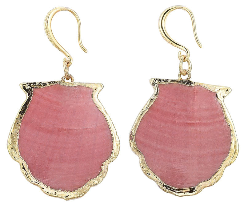 Roze schelpen oorbellen met Shell schelp | Gold Sea Shell Pink