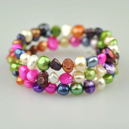 Zoetwater parel wikkelarmband Zen Colorful