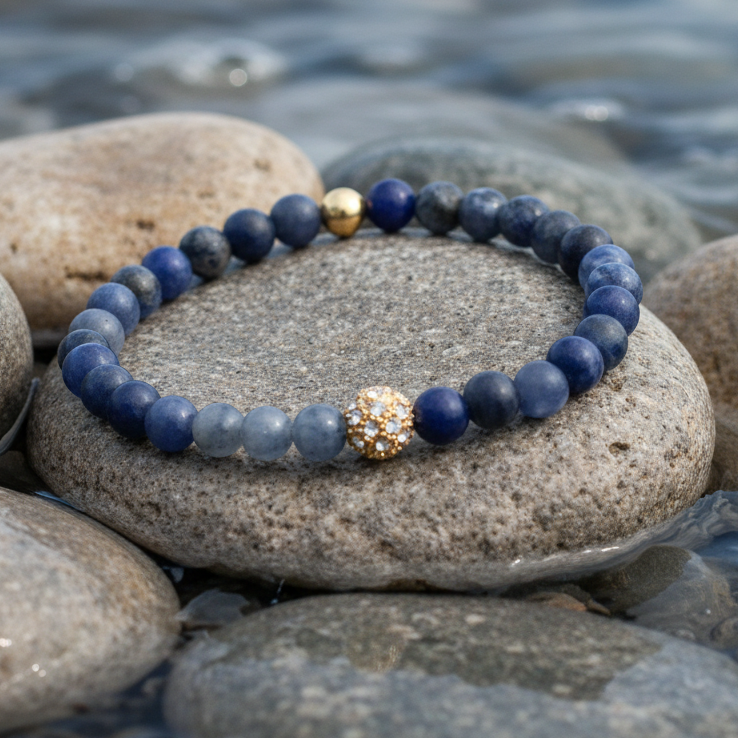 Sodalite Sparkling Gold armband sfeerbeeld - realistisch