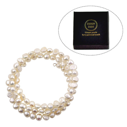 Wit zoetwater parel wikkel armband met sieraden doosje | Zen White
