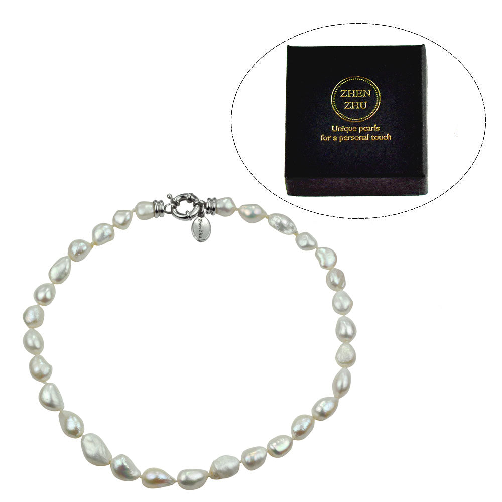 Witte zoetwater parelketting met sieraden doosje | Cadeau set Wola