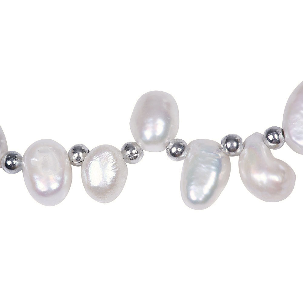 Detail van zoetwater parelketting met witte parels van 1 rij | Phebe