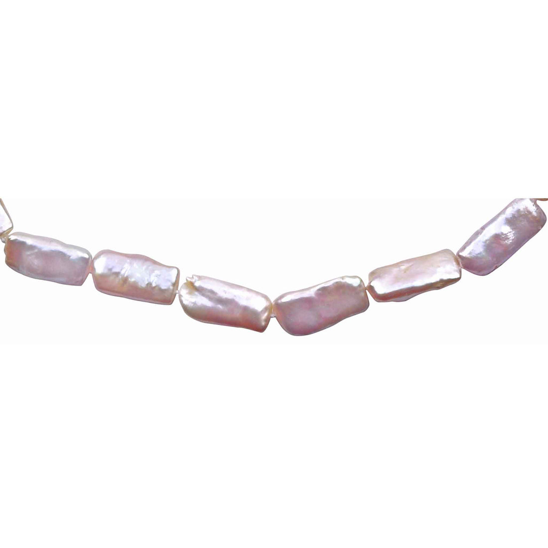 Detail van zoetwater parelketting met roze rechthoekige parels en sterling zilver (925) | Pearl Rectangle Pink