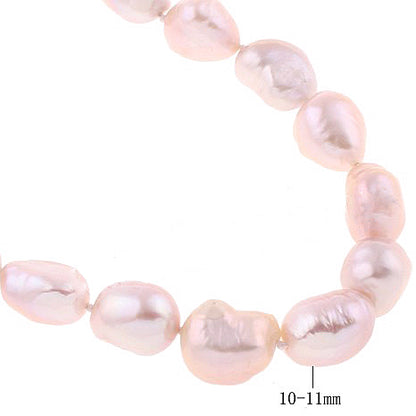 Detail opname met maataanduiding van handgeknoopt roze zoetwater parel armband Rola Two