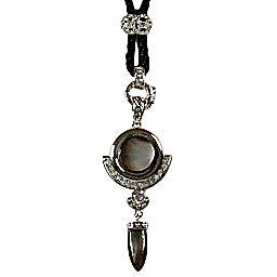 Zwart parelmoeren ketting, detail | Mirror Black