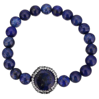 Blauw edelstenen armband met lapis lazuli en stras steentjes | Elastisch | Bright Lapis Lazuli