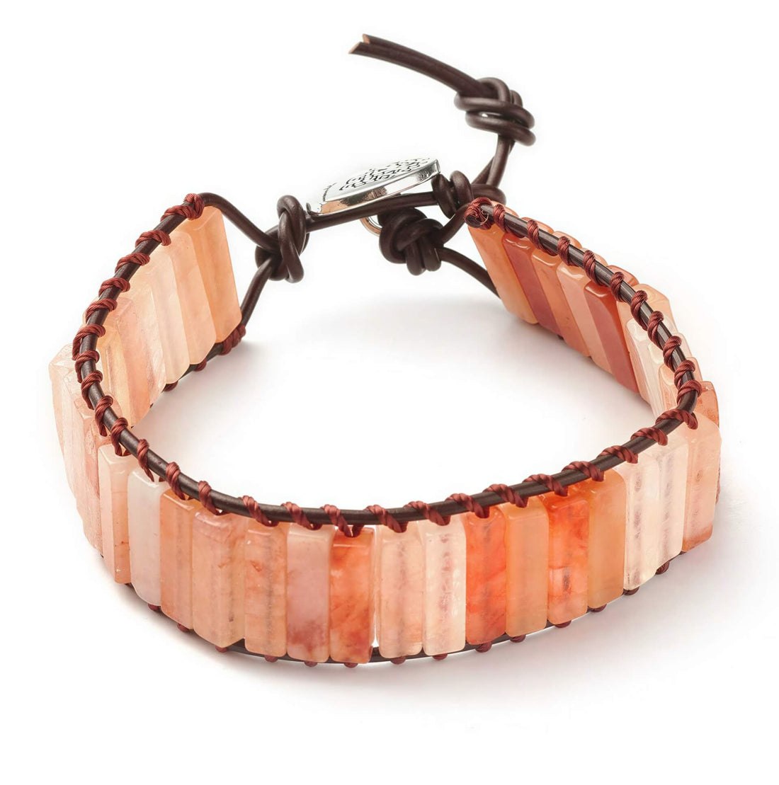 Edelstenen armband met carneool | Carnelian Brown Leather