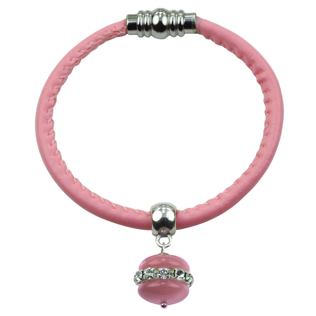 Edelstenen armband met roze kattenoog en stras steentjes met magneetsluiting | Cat’s Eye Rosé Bling