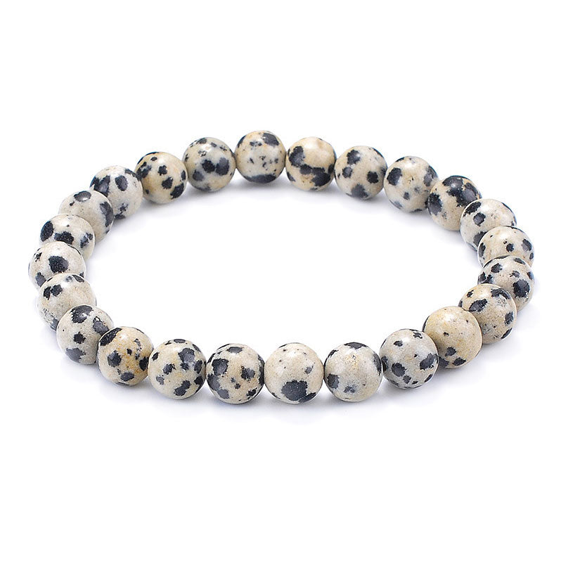 Edelstenen armband met dalmatiër jaspis | Elastisch | Dalmatian