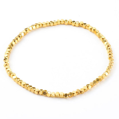 Goud edelstenen armband met hematiet stenen, elastisch