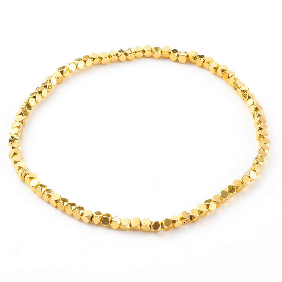 Goud edelstenen armband met hematiet stenen, elastisch Minimal Gold Hematite