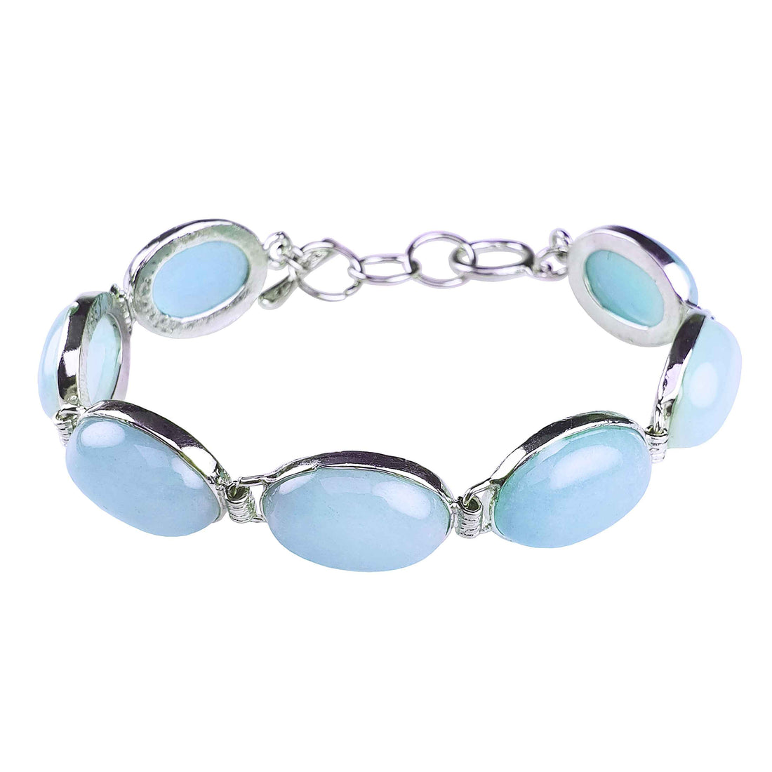 Licht blauw edelstenen armband met opaal | Sea Opal Oval