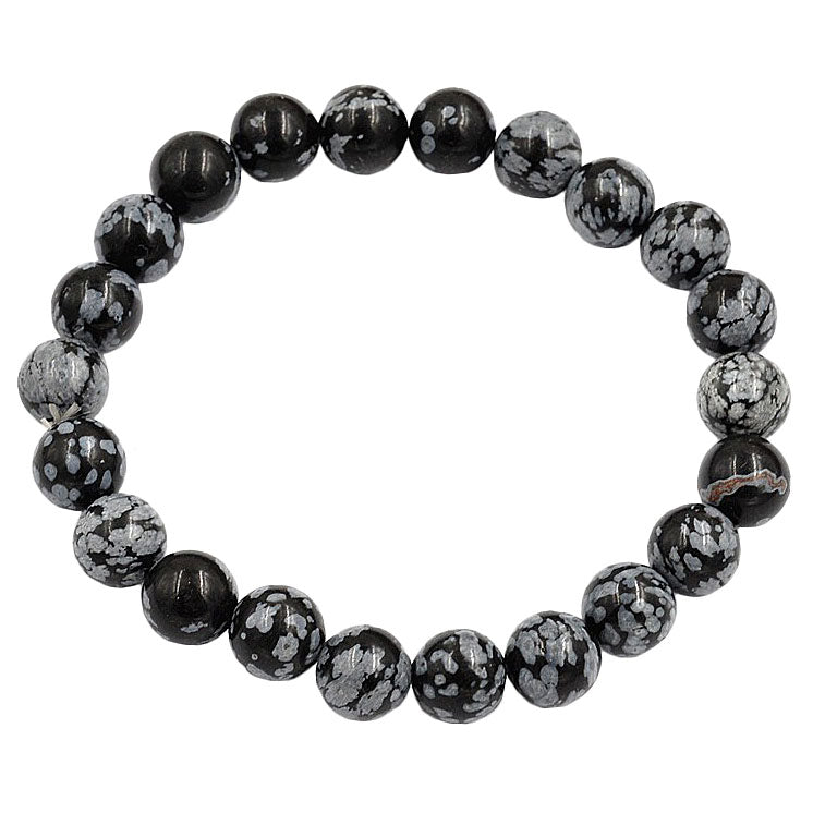 Zwart grijs edelstenen armband met edelsteen Sneeuwvlok obsidiaan | Snowflake Obsidian