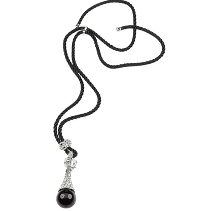 Zwarte edelstenen ketting met stras stenen en zwarte agaat | Bling Black Agate Bling