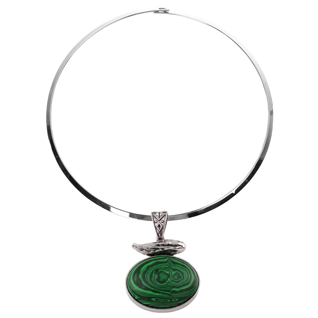 Groene edelstenen ketting met malachiet hanger | Malachite Choker