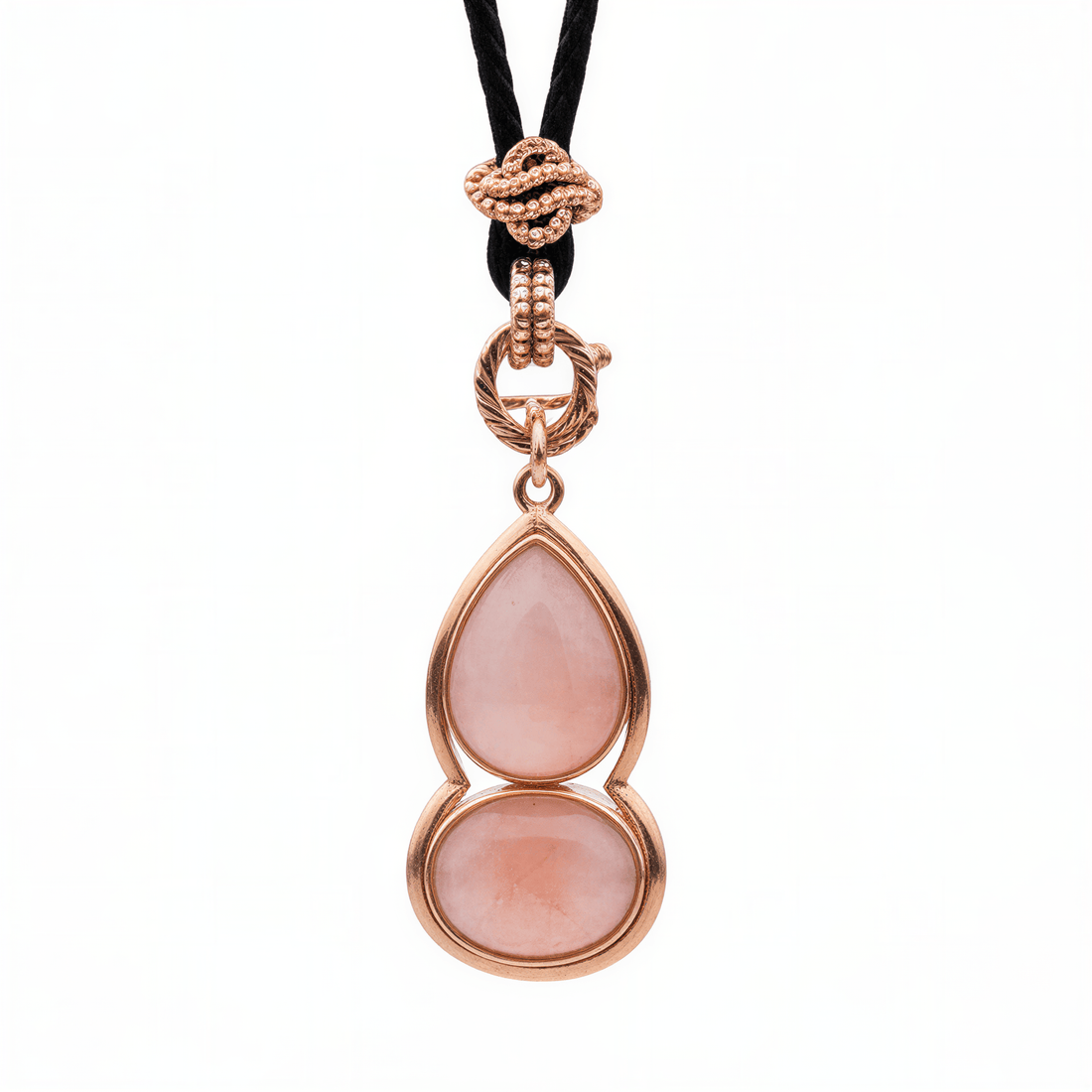 Detail van roze edelstenen ketting met rozenkwarts en rosé goud | Rosé Quartz Gold